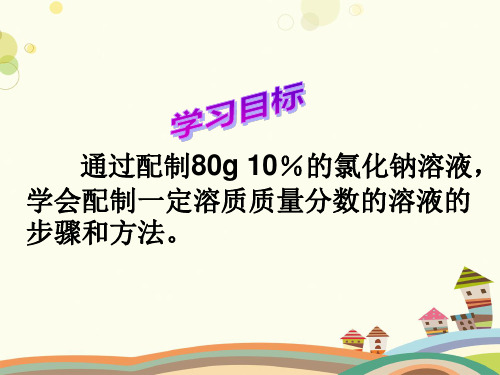 初中化学鲁教九年级上册第三单元 溶 液 溶液的配制-PPT