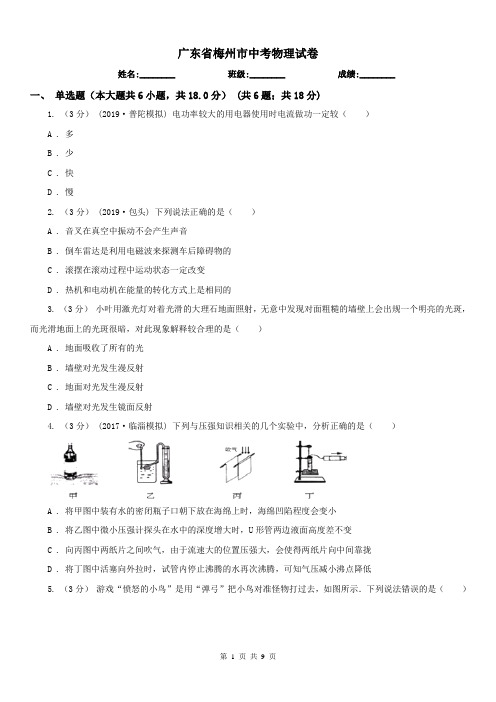 广东省梅州市中考物理试卷