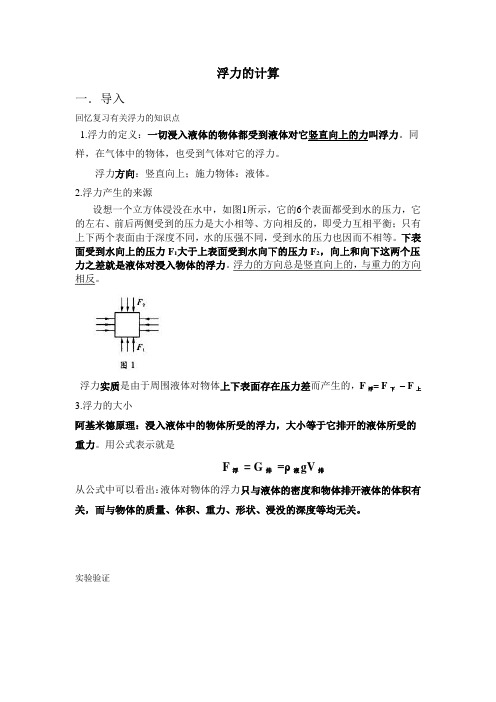 浮力的计算方法总结