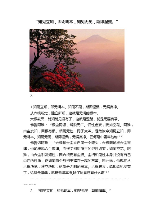 “知见立知，即无明本，知见无见，斯即涅槃。”