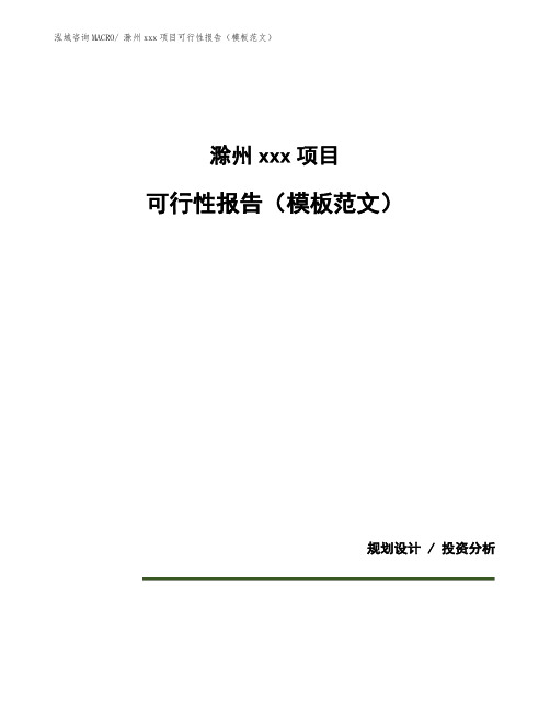 滁州投资建设项目可行性报告(模板范文)