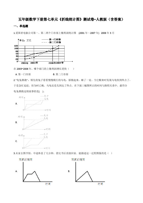 五年级数学下册第七单元《折线统计图》测试卷-人教版(含答案)