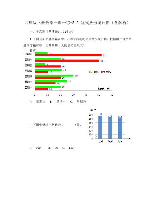 人教新课标四年级下册数学第八单元一课一练- 复式条形统计图 (含解析)