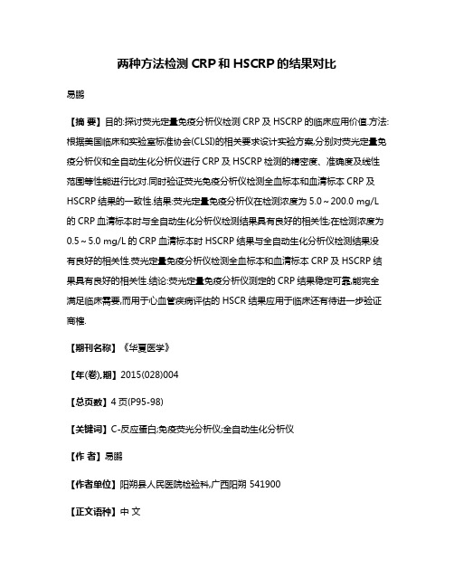 两种方法检测CRP和HSCRP的结果对比