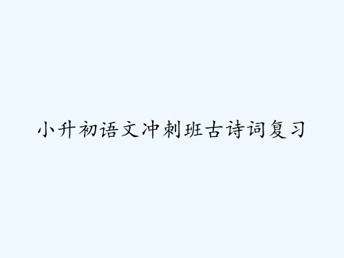 小升初语文冲刺班古诗词复习 PPT