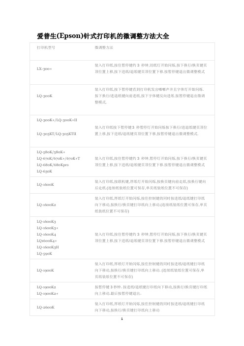 (Epson)针式打印机的微调整方法大全