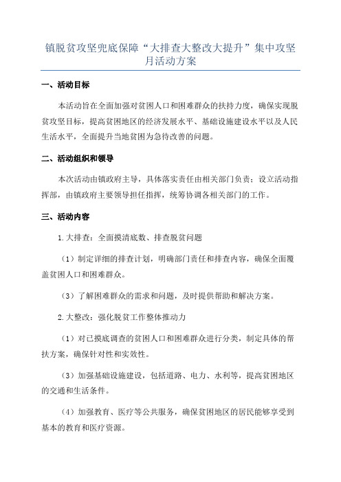 镇脱贫攻坚兜底保障“大排查大整改大提升”集中攻坚月活动方案