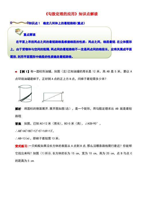 八年级数学上册第一章勾股定理3勾股定理的应用知识点解读素材北师大版