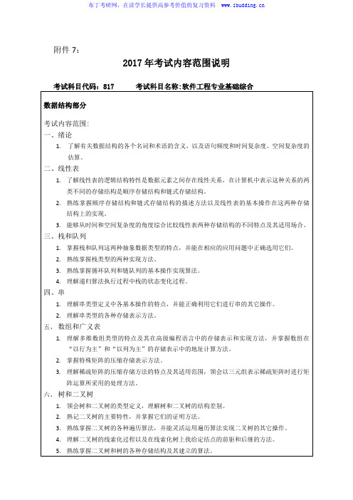 2017年哈尔滨工程大学 哈工大 软件工程专业基础综合 初试硕士招生考试大纲