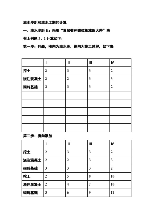 流水步距和流水工期的计算