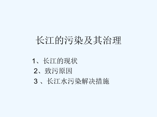 长江水污染及其治理