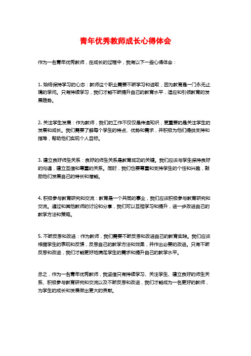 青年优秀教师成长心得体会