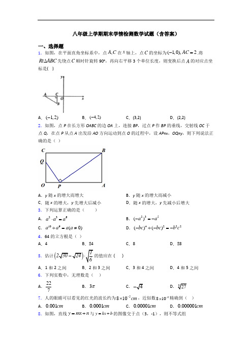 八年级上学期期末学情检测数学试题(含答案)