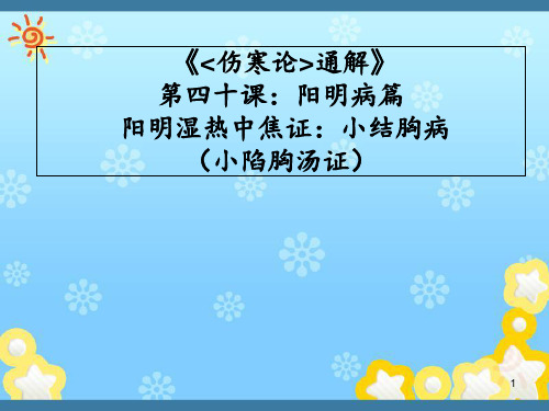 《伤寒论通解》四十课阳明病篇 阳明湿热中焦证小结胸病小陷胸汤证ppt课件