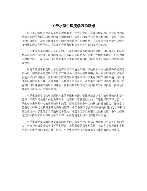 关于小学生深度学习的思考