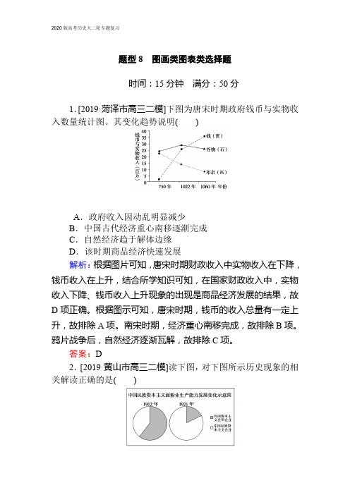 2020版高考历史大二轮专题复习新方略通用版 题型8 图画类图表类选择题(含答案解析)