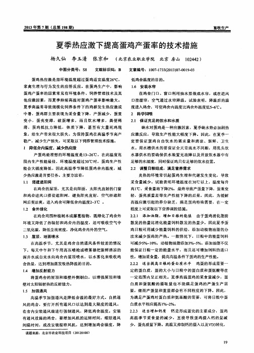 夏季热应激下提高蛋鸡产蛋率的技术措施