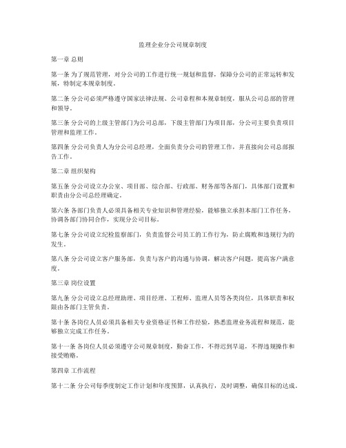 监理企业分公司规章制度