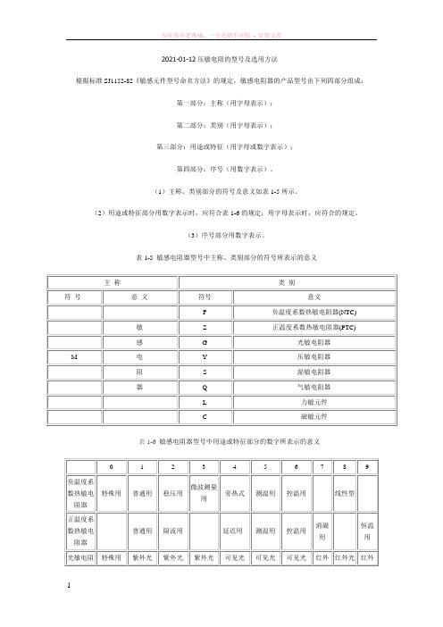 压敏电阻型号及选用方法