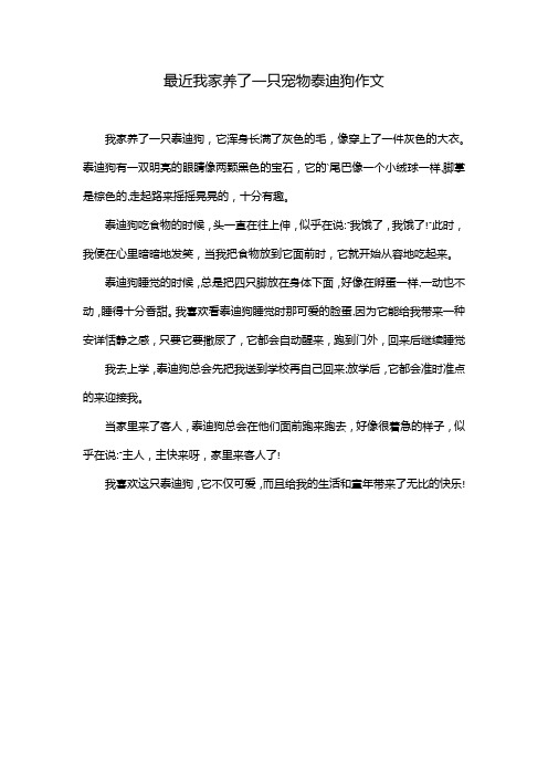 最近我家养了一只宠物泰迪狗作文