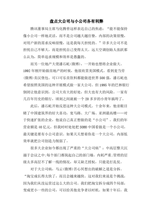 盘点大公司与小公司各有利弊