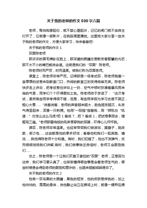 关于我的老师的作文500字六篇