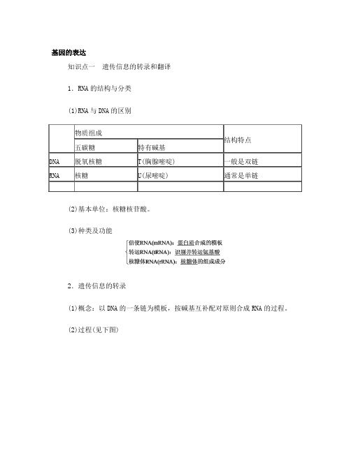 生物必修二基因的表达知识点知识总结基础梳理