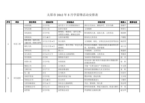 太原市年月学雷锋活动安排表