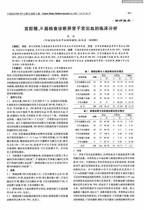 宫腔镜、B超检查诊断异常子宫出血的临床分析