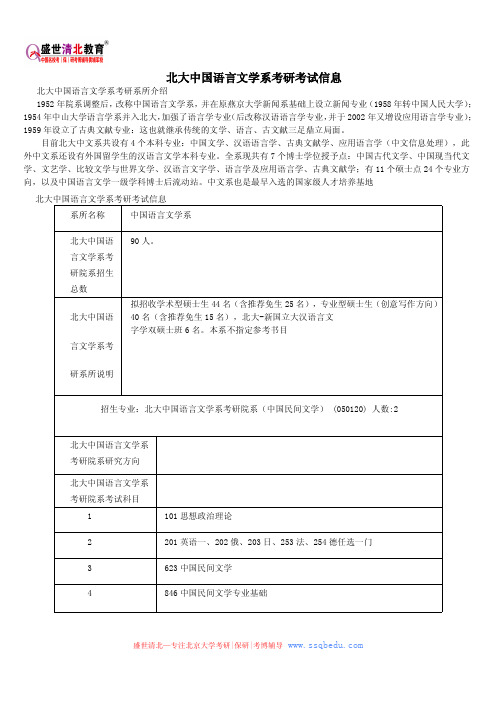 北京大学考研辅导班——北大中国语言文学系考研考试信息