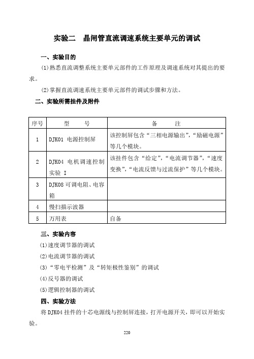 实验一  晶闸管直流调速系统主要单元的调试