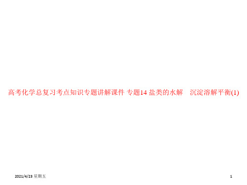 高考化学总复习考点知识专题讲解课件 专题14 盐类的水解 沉淀溶解平衡(1)