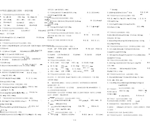 中考语文拼音专题练习及答案