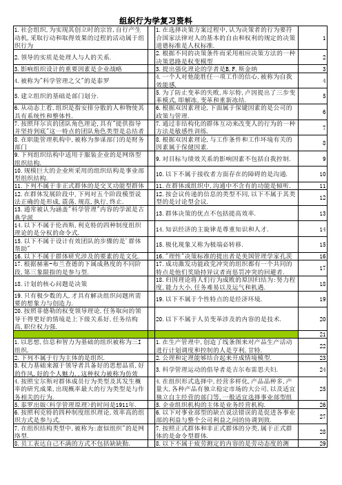 组织行为学复习资料