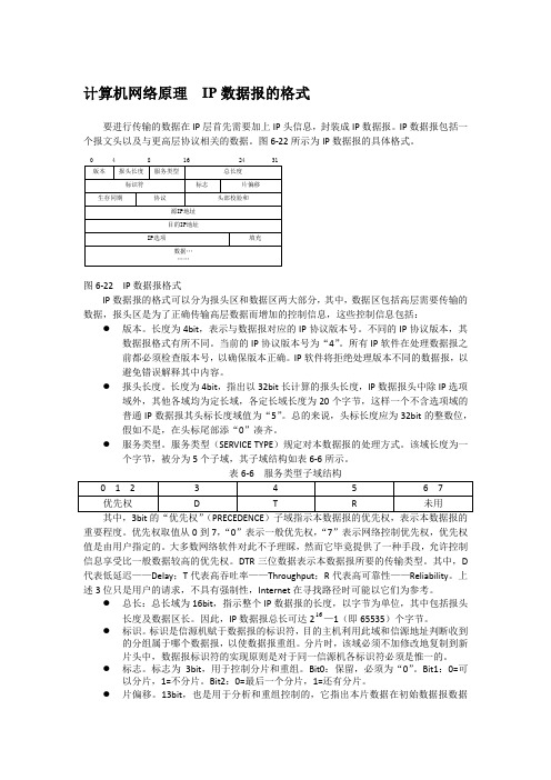 计算机网络原理  IP数据报的格式