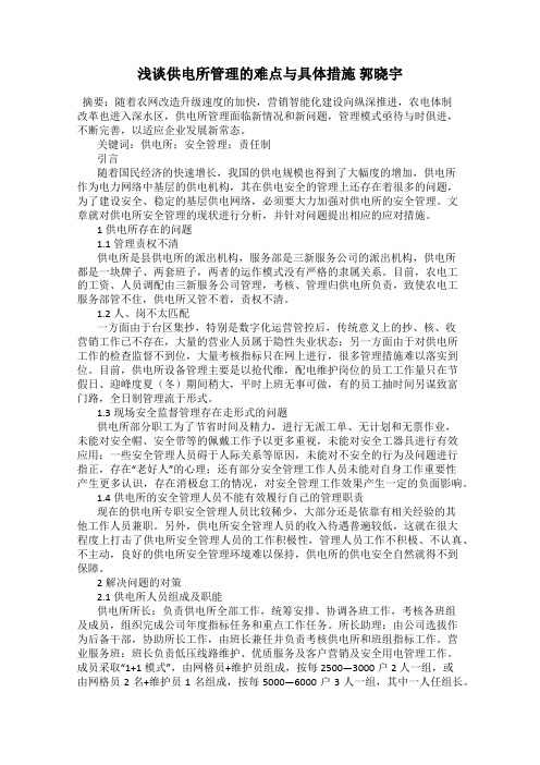 浅谈供电所管理的难点与具体措施 郭晓宇