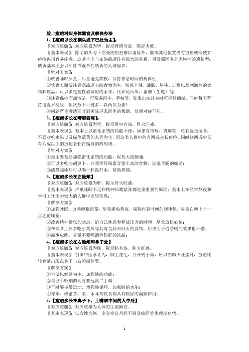 脸上痘痘对应身体器官及解决办法