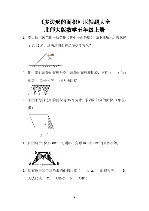 《多边形的面积》压轴题大全  北师大版数学五年级上册 (2)