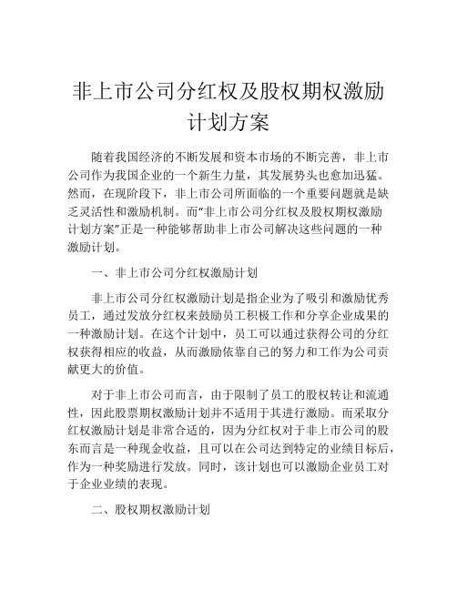 非上市公司分红权及股权期权激励计划方案