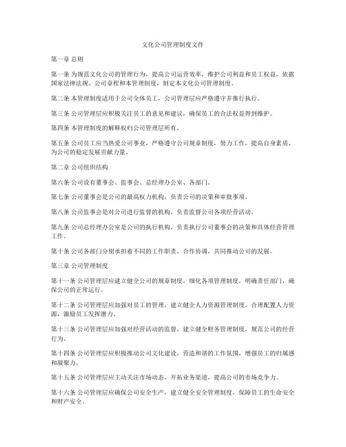 文化公司管理制度文件