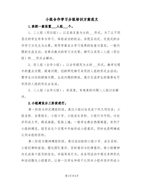 小组合作学习分组培训方案范文(二篇)