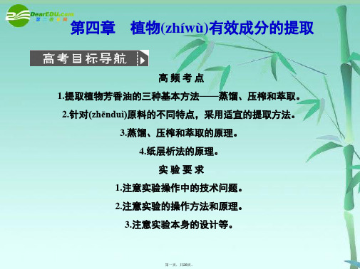 高考生物复习 《植物有效成分的提取》课件 新人教版