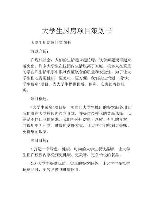 大学生厨房项目策划书