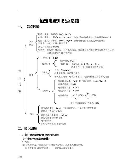 恒定电流知识点总结(可编辑修改word版)