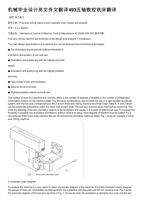 机械毕业设计英文外文翻译493五轴数控铣床翻译