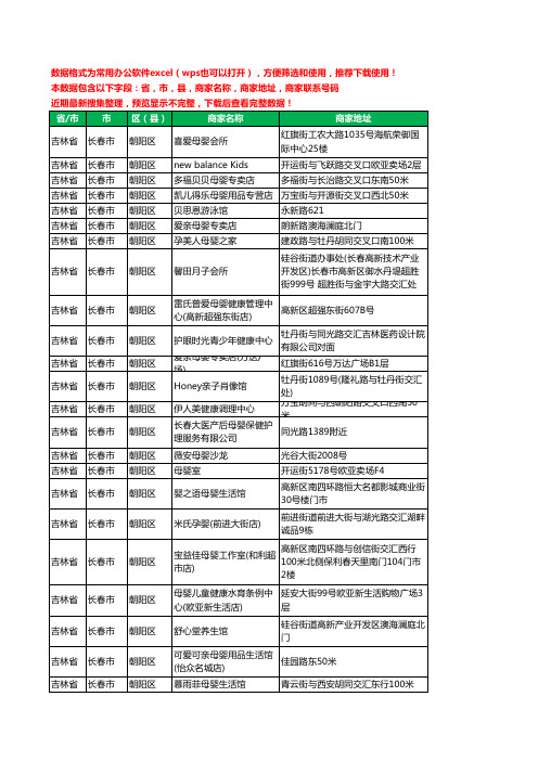 2020新版吉林省长春市朝阳区月子服务工商企业公司商家名录名单黄页联系号码地址大全89家