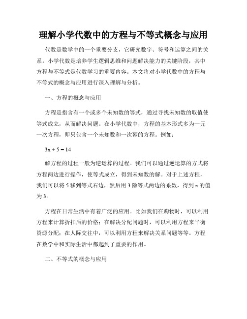 理解小学代数中的方程与不等式概念与应用