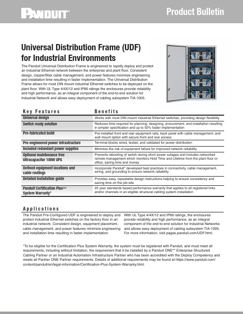 Panduit Universal Distribution Frame (UDF) 产品简介说明书