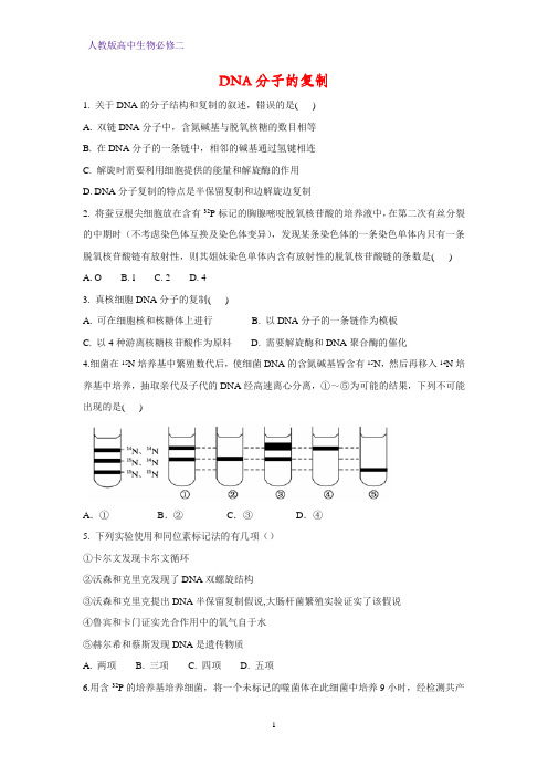 人教版(新教材)高中生物必修2练习19：3 3 DNA的复制 课时作业