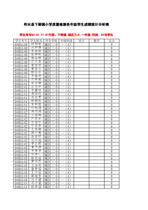 一年级(4)班成绩册模板